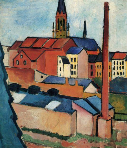 August Macke St. Mary's with Houses and Chimney (Bonn) Germany oil painting art